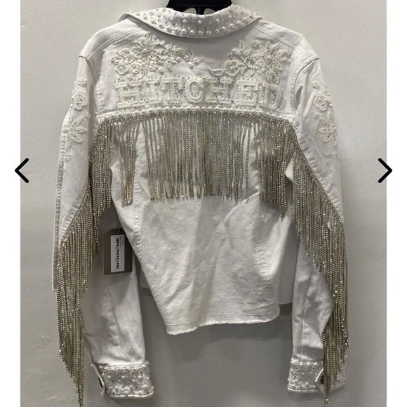 "Boot Barn Double D Ranch Hitched Bridal Jacket rhinestone pearls embroidery M - Picture 12 of 14